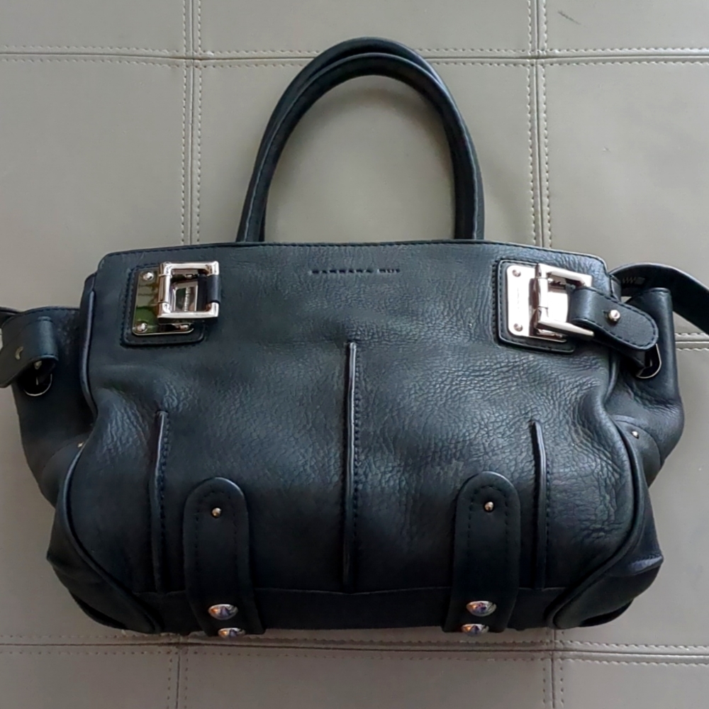 Barbara Bui black leather motorcycle bag